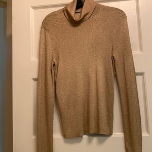 Lauren Ralph‎ Lauren gold metallic ribbed turtleneck sweater